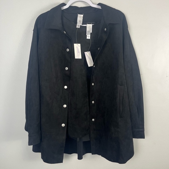 MarlaWynne Jackets & Blazers - NWT MarlaWynne black Tank top and Shacket Faux Suede set size xl